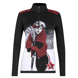 POLO NEWLAND N4 6644 NEGRO/ROJO MUJER