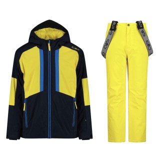 CONJUNTO CMP FIX HOOD + SALOPETTE AZUL/AMARILLO JUNIOR